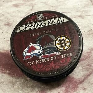 Boston Bruins vs Colorado Avalanche Opening Night Puck Oct 9 2008 Collectors NHL